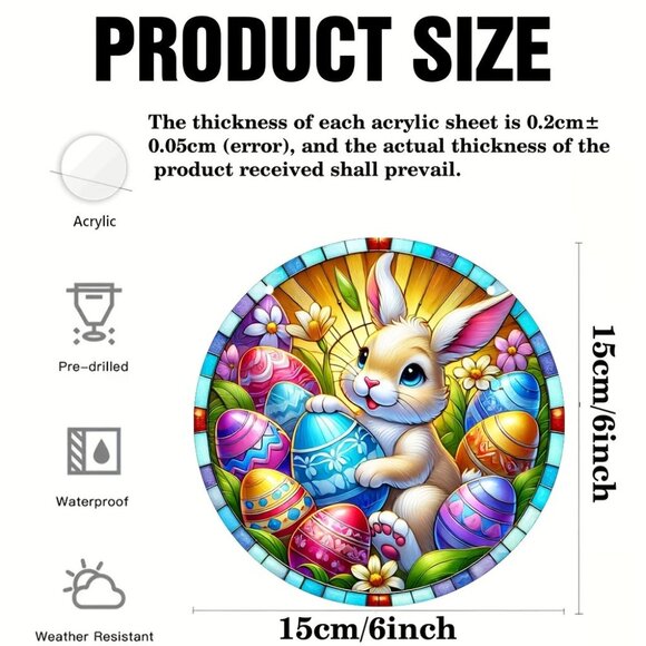 Suncatcher Easter Bunny Rabbit Eggs Hanging Window Decor Colorful In/Outdoor NEW - Picture 3 of 4